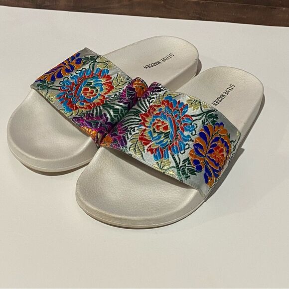 Steve Madden Embroidered Floral Starship Slide Sandals Women's size 10 - Picture 11 of 16